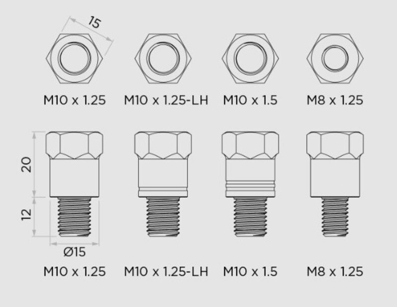 Accesorii Scooter/Motorcycle - Mirror Stem Mount Adaptor Kit