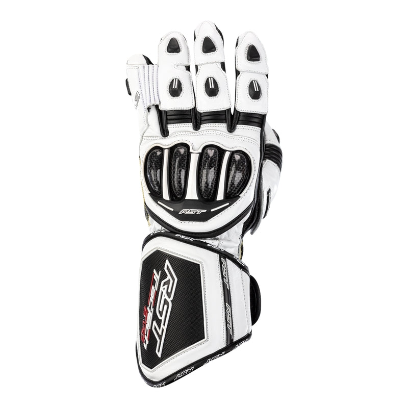 RST TracTech Evo 4 Leather Gloves - White/Black Size M - Main