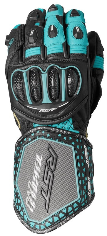 RST TracTech Evo 4 Ladies Gloves - Black/Aqua/Gray - Main