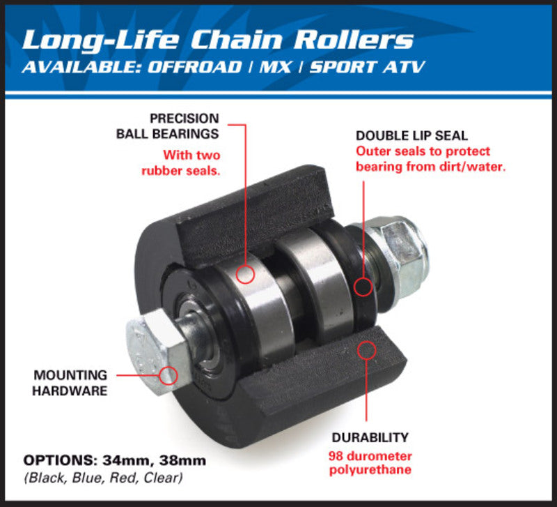 ALL BALLS Upper/Lower Chain Roller Black - Extra