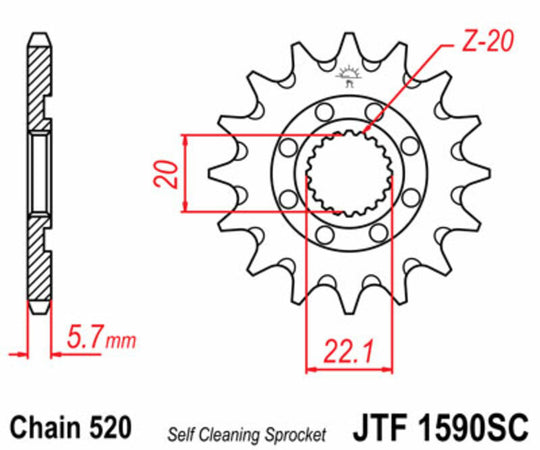 Pinion lant JT SPROCKETS JTF1590.14SC 