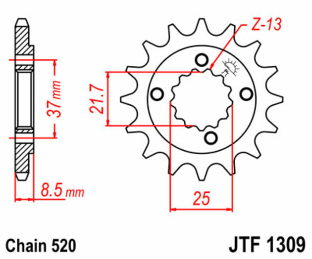 Pinion lant JT SPROCKETS JTF1309.13 