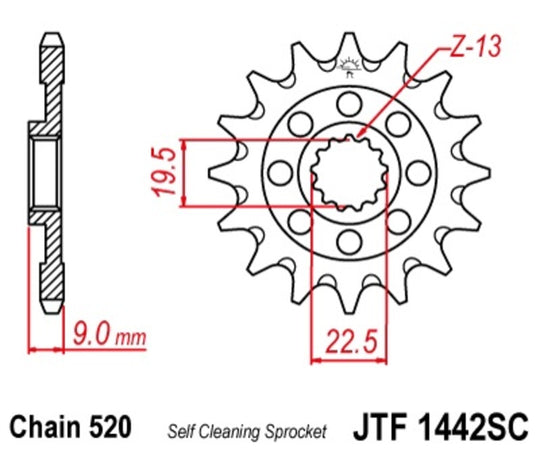 Pinion lant JT SPROCKETS JTF1442.13SC 