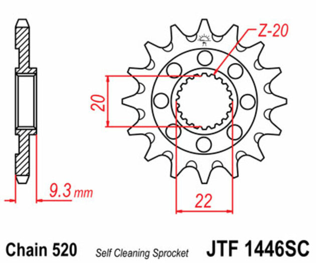 Pinion lant JT SPROCKETS JTF1446.14SC 