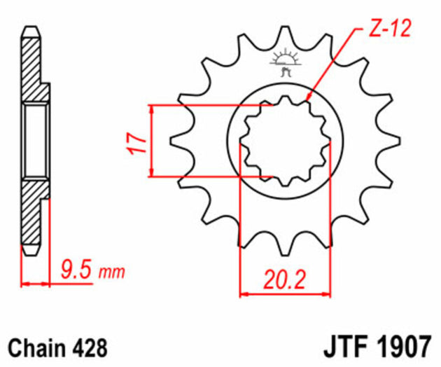 Pinion lant JT SPROCKETS JTF1907.13 