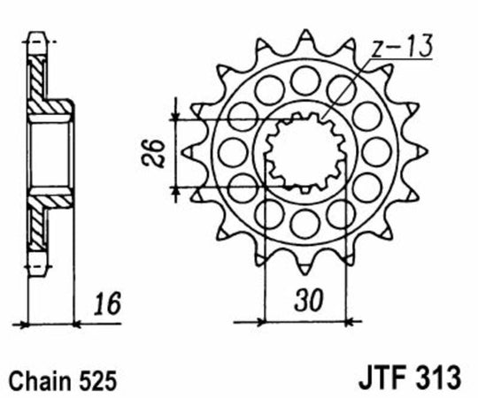 Pinion lant JT SPROCKETS JTF313.16 