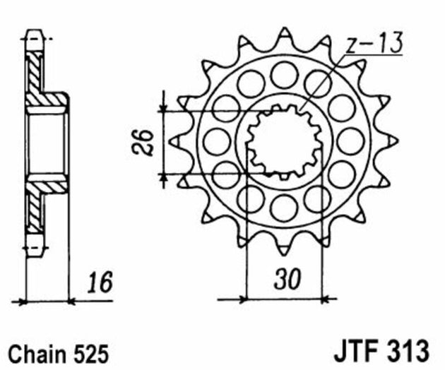 Pinion lant JT SPROCKETS JTF313.16 