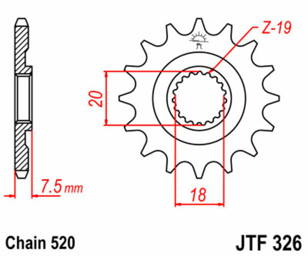 Pinion lant JT SPROCKETS JTF326.12 
