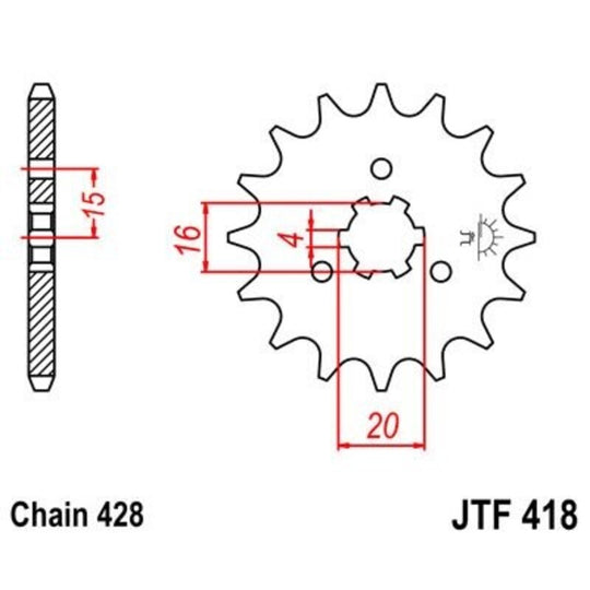 Pinion lant JT SPROCKETS JTF418.15 
