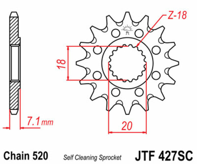 Pinion lant JT SPROCKETS JTF427.13SC 