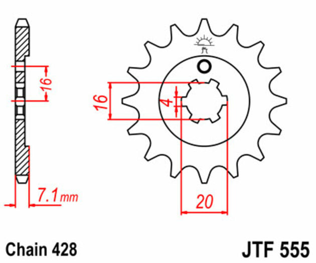 Pinion lant JT SPROCKETS JTF555.13 