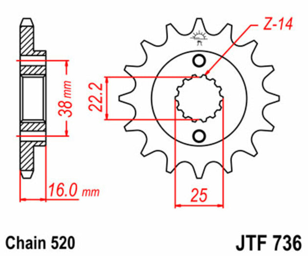 Pinion lant JT SPROCKETS JTF736.14 