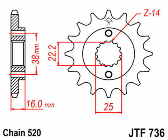 Pinion lant JT SPROCKETS JTF736.15 