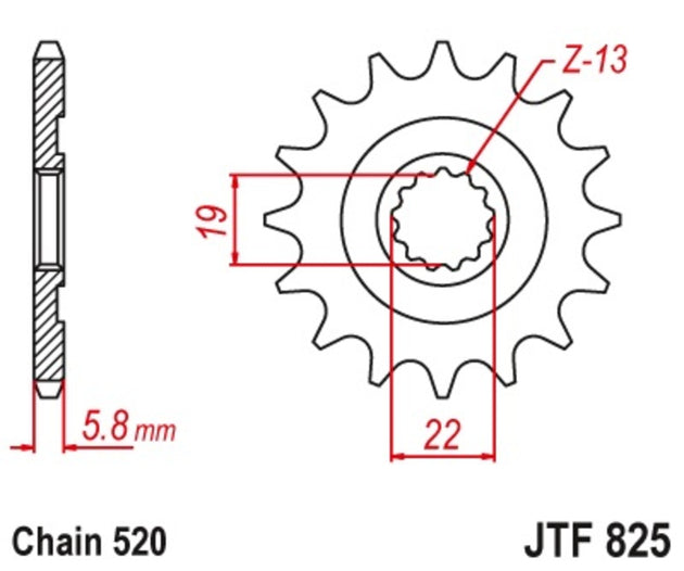 Pinion lant JT SPROCKETS JTF825.13 