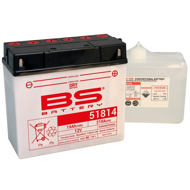 BS BATTERY Battery Conventional with Acid Pack - 51814 (12C16A-3B) - Main