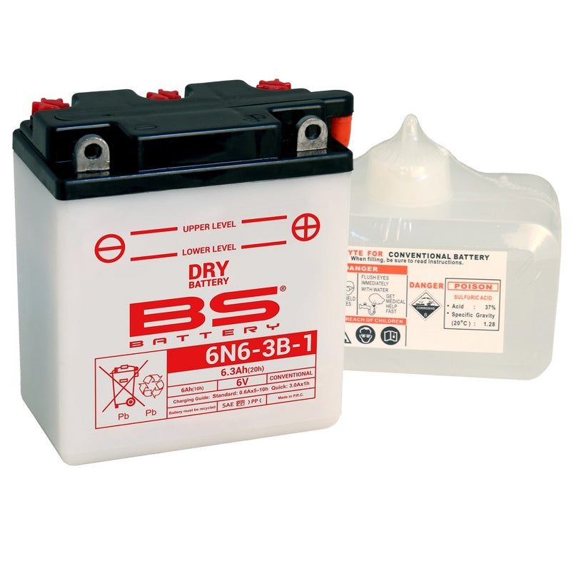 BS BATTERY Battery Conventional with Acid Pack - 6N6-3B-1 - Main