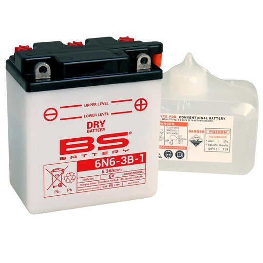 BS BATTERY Battery Conventional with Acid Pack - 6N6-3B-1 - Main