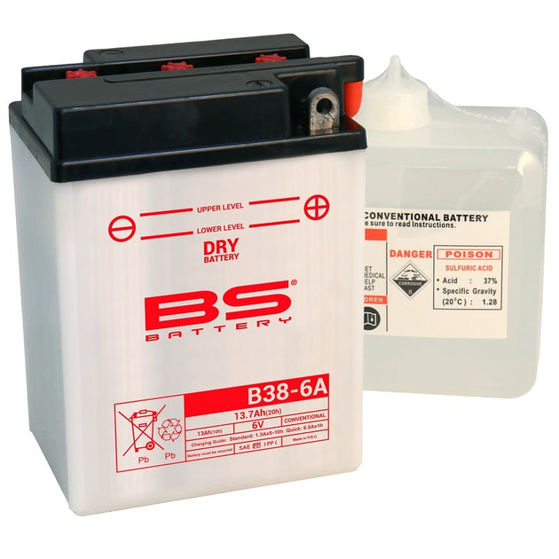 BS BATTERY Battery Conventional with Acid Pack - B38-6A - Main