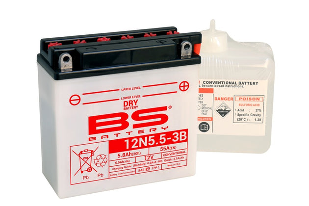 BS BATTERY Battery Conventional with Acid Pack - 12N5.5-3B - Main