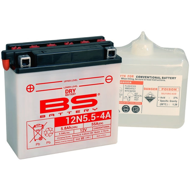 BS BATTERY Battery Conventional with Acid Pack - 12N5.5-4A - Main