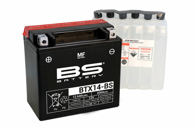 BS BATTERY Battery Maintenance Free with Acid Pack - BTX14-BS - Main