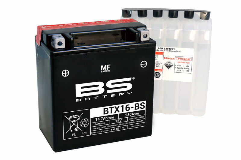 BS BATTERY Battery Maintenance Free with Acid Pack - BTX16-BS - Main