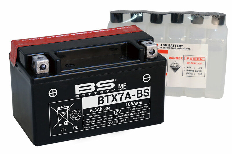 BS BATTERY Battery Maintenance Free with Acid Pack - BTX7A-BS - Main