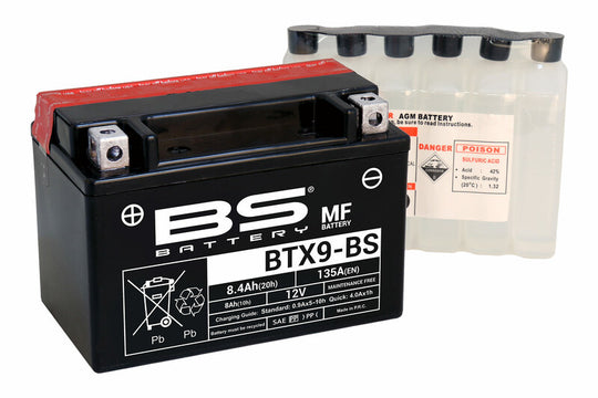 BS BATTERY Battery Maintenance Free with Acid Pack - BTX9-BS - Main