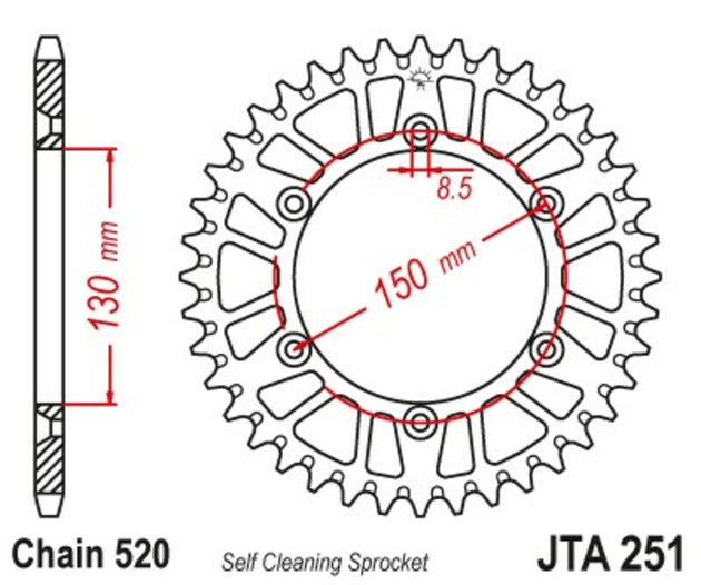 Roata dintata JT SPROCKETS JTA251.50BLK 