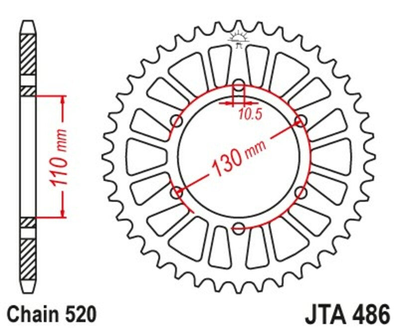 Roata dintata JT SPROCKETS JTA486.46BLK 