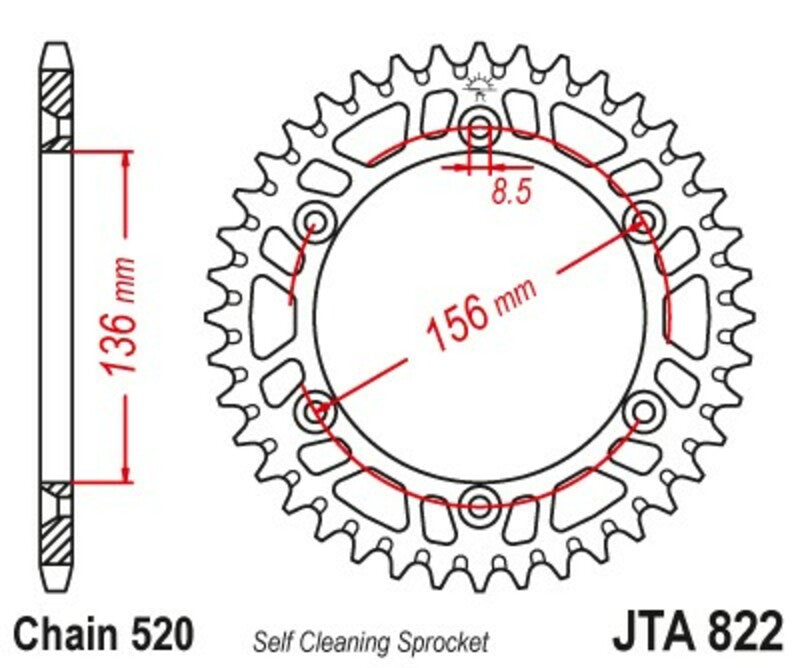 Roata dintata JT SPROCKETS JTA822.45BLK 