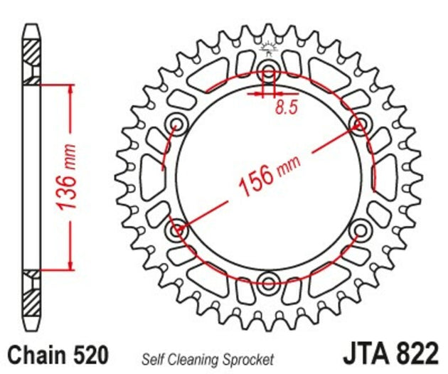 Roata dintata JT SPROCKETS JTA822.51BLK 