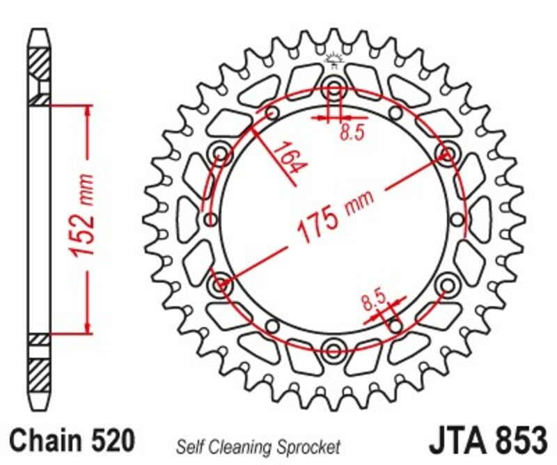 Roata dintata JT SPROCKETS JTA853.52BLK 