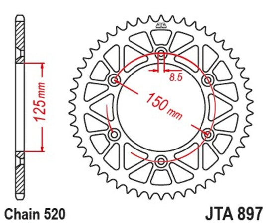 Roata dintata JT SPROCKETS JTA897.51BLK 