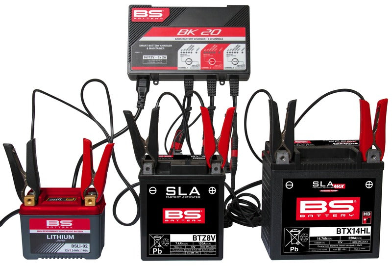 BS BATTERY BK20 Smart Battery Charger -6V/12V 3x2A - Extra