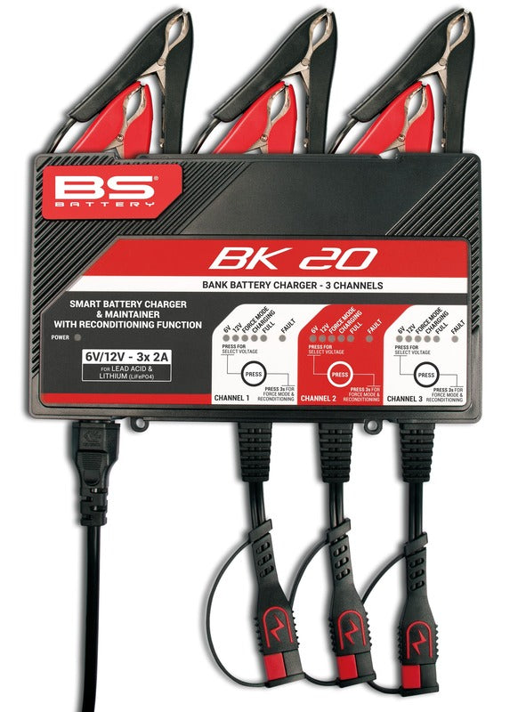 BS BATTERY BK20 Smart Battery Charger -6V/12V 3x2A - Extra