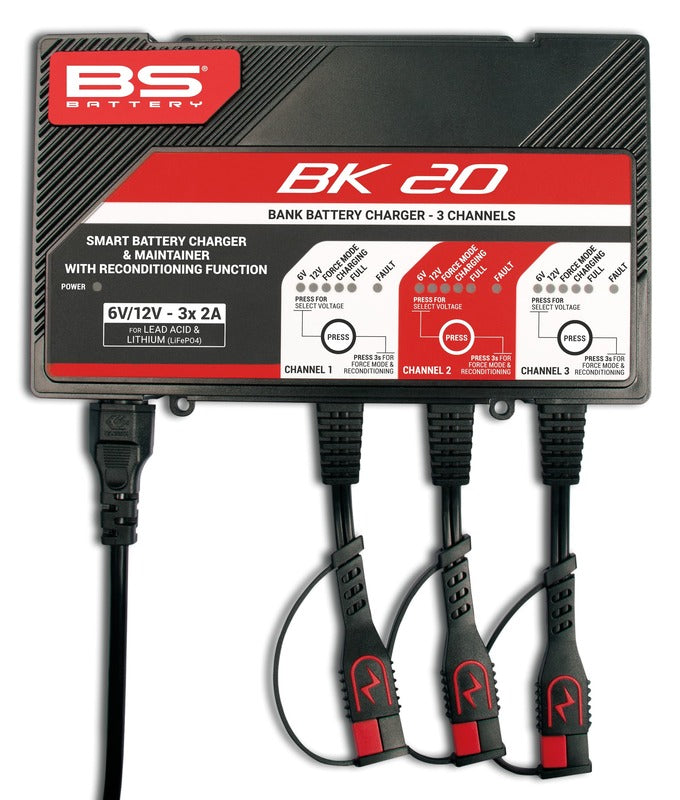 BS BATTERY BK20 Smart Battery Charger -6V/12V 3x2A - Extra