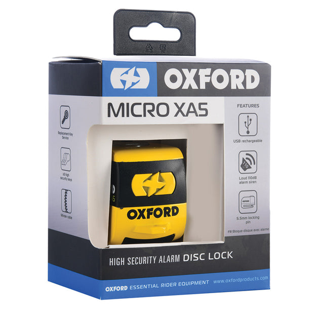 OXFORD Micro XA5 Alarm Disc Lock - Yellow & Black - Extra