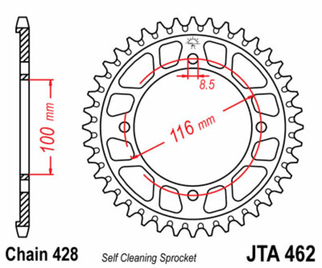 Roata dintata JT SPROCKETS JTA462.51BLK 