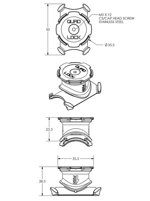 Suport Quad Lock® Cycle - Stem/Bar Bike Mount