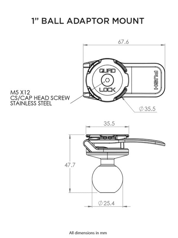 Suport Quad Lock® Motorcycle - 1" Ball Adaptor Mount