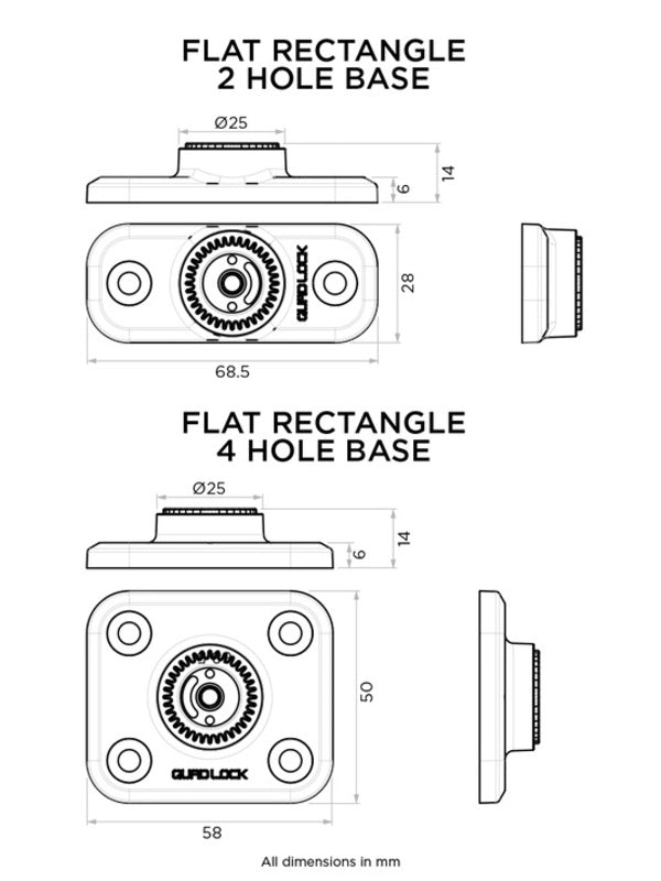 360 Base - Flat Rectangle - 2 Hole