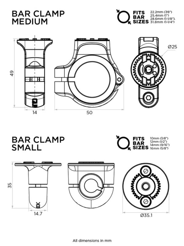 360 Base - Bar Clamp - Small