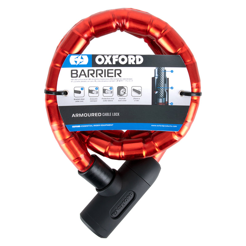 OXFORD Barrier Armoured Cable Lock - 1.4mx25mm - Extra
