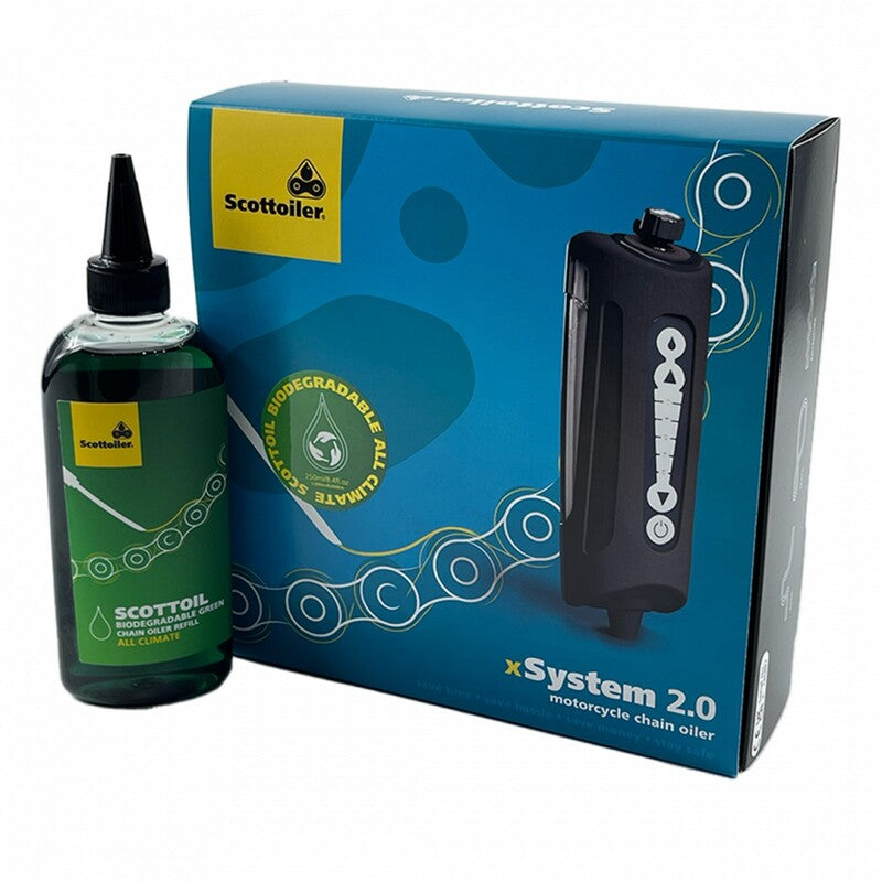 SCOTTOILER xSystem 2.0 Chain Oiler + Biodegradable Green Lubricant