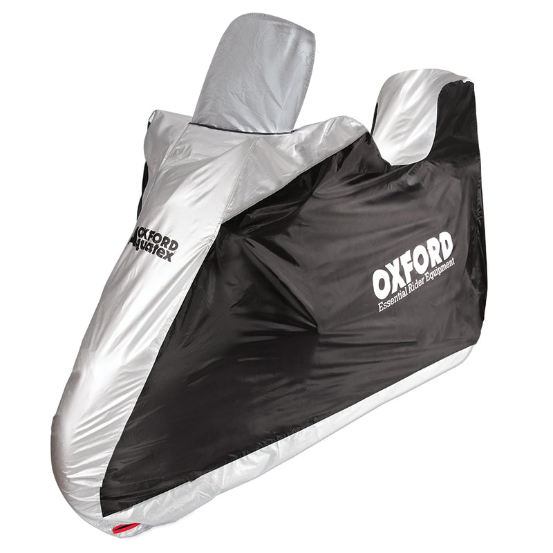 OXFORD Indoor / Outdoor Protective Cover Aquatex Black/Silver - Moto / Scooter - with Top case and Windscreen - S - Main
