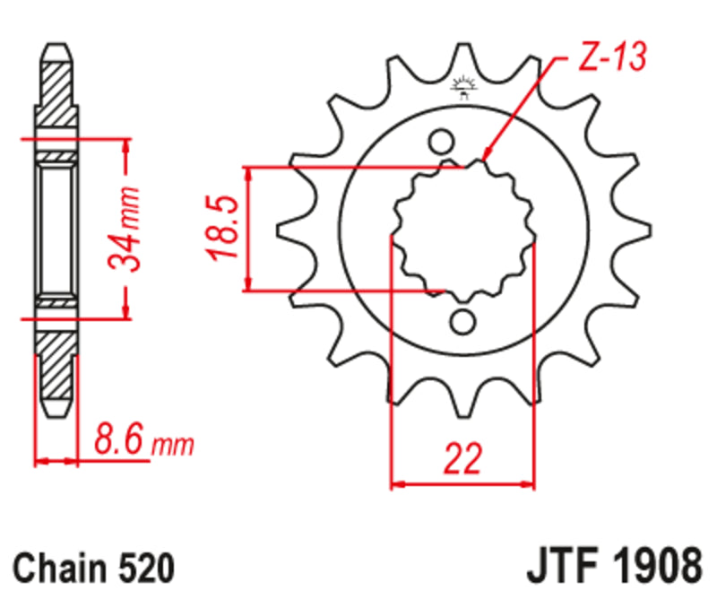 Pinion lant JT SPROCKETS JTF1908.15RB 