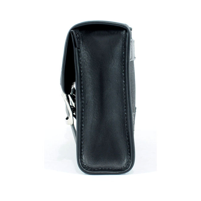 Longride, ''Mini'' waxed cotton saddlebag. Black