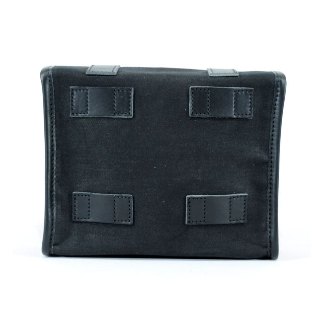 Longride, ''Mini'' waxed cotton saddlebag. Black