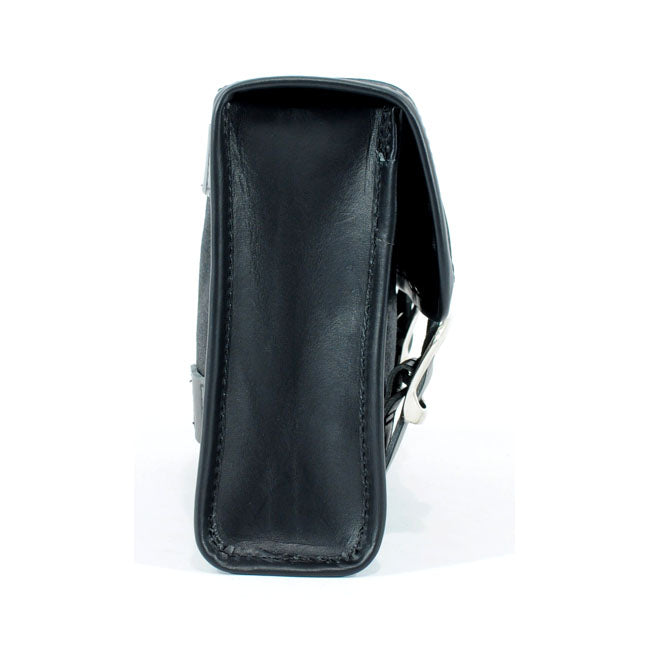 Longride, ''Mini'' waxed cotton saddlebag. Black